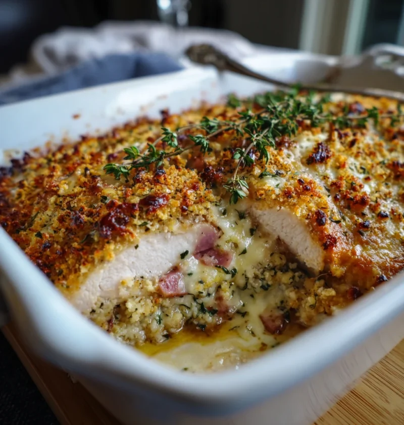 Keto Low Carb Chicken Cordon Bleu Casserole