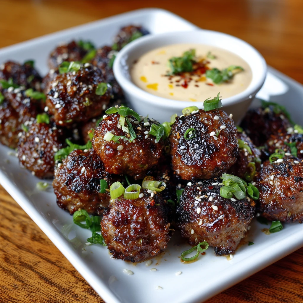 Korean Bbq Meatballs With Spicy Mayo Dip