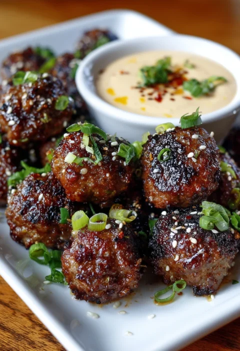 Korean Bbq Meatballs Spicy Mayo Dip