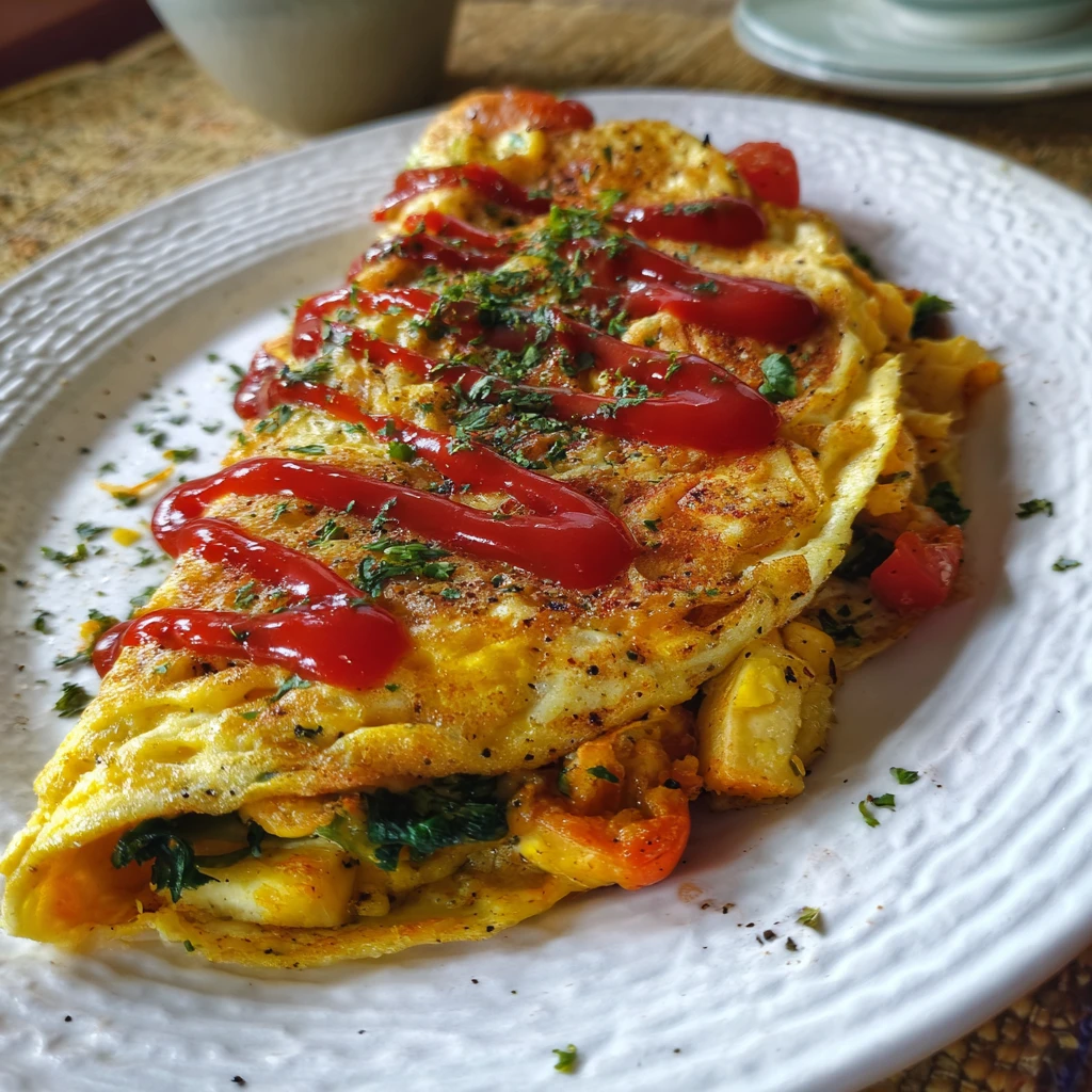Loaded Veggie Cheese Omelette