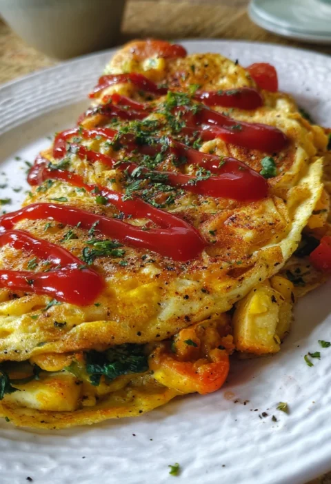 Loaded Veggie Cheese Omelette