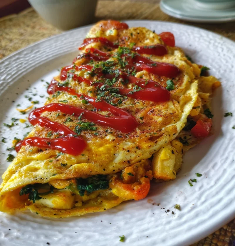 Loaded Veggie Cheese Omelette