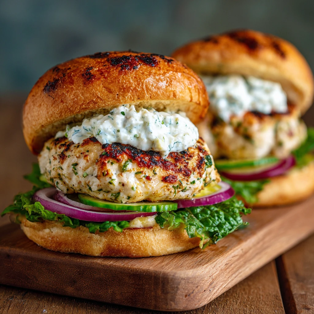 Make Juicy Greek Chicken Burgers With Amazing Tzatziki Sauce