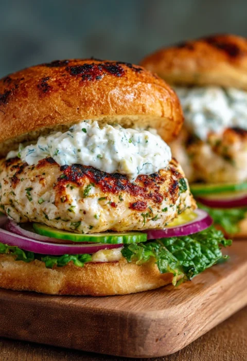 Make Juicy Greek Chicken Burgers Amazing Tzatziki Sauce