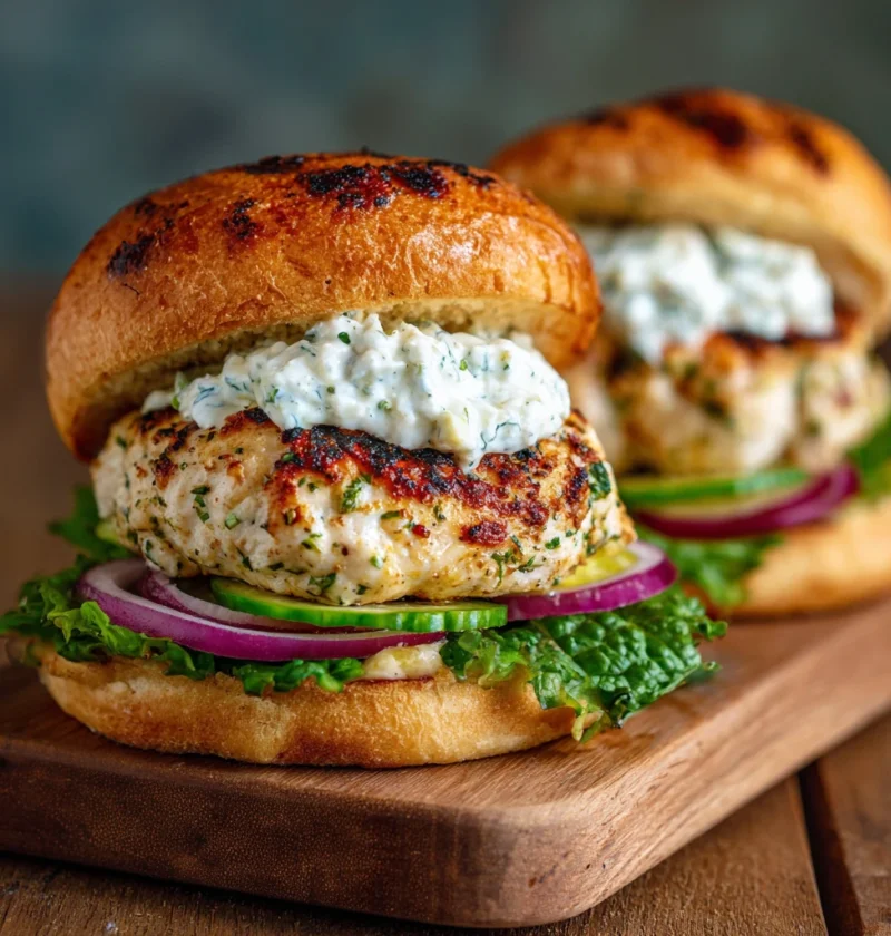 Make Juicy Greek Chicken Burgers Amazing Tzatziki Sauce