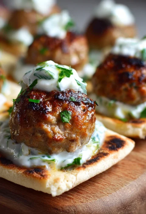 Mini Greek Meatball Bites Tzatziki Pita