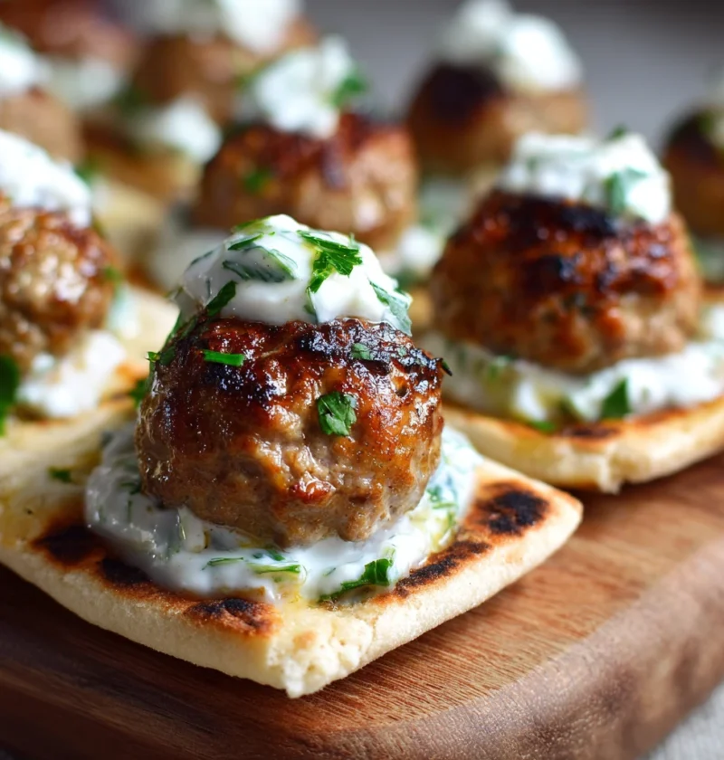 Mini Greek Meatball Bites Tzatziki Pita