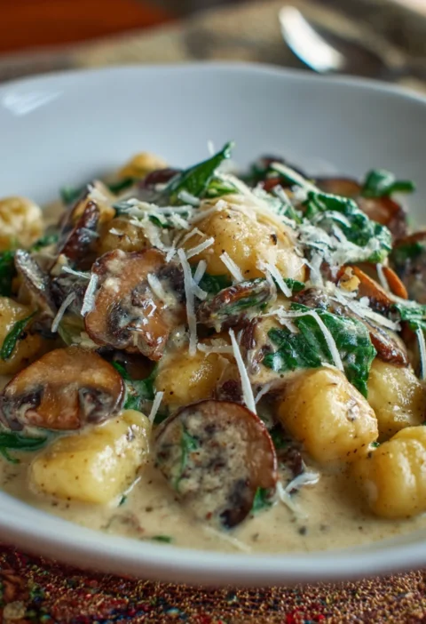 Mushroom Gnocchi Parmesan Cream Sauce