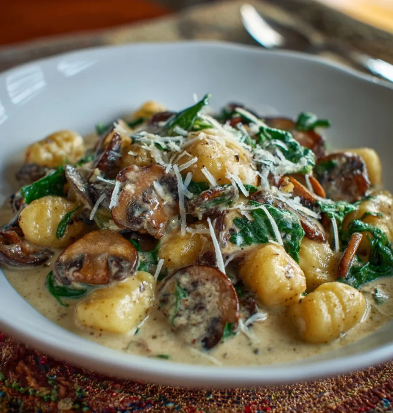 Mushroom Gnocchi Parmesan Cream Sauce