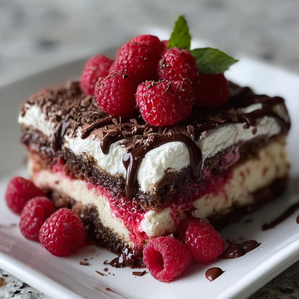 No-bake Raspberry Chocolate Lasagna Dessert