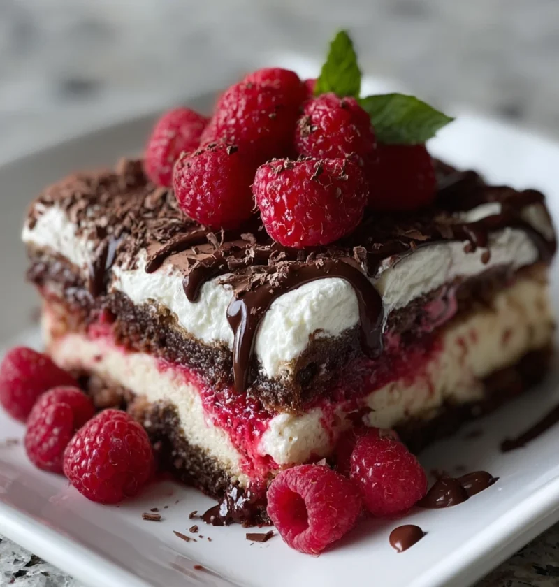 Nobake Raspberry Chocolate Lasagna Dessert