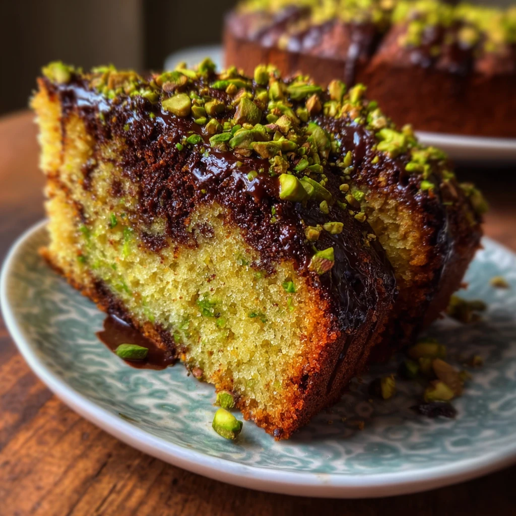 Pistachio Chocolate Semolina Cake