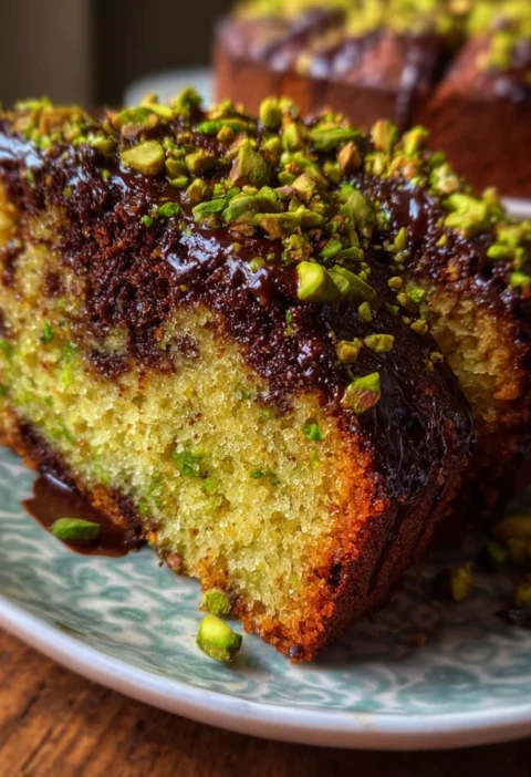Pistachio Chocolate Semolina Cake