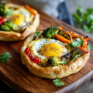 Puff Pastry Egg Tarts with Veggies Recipe