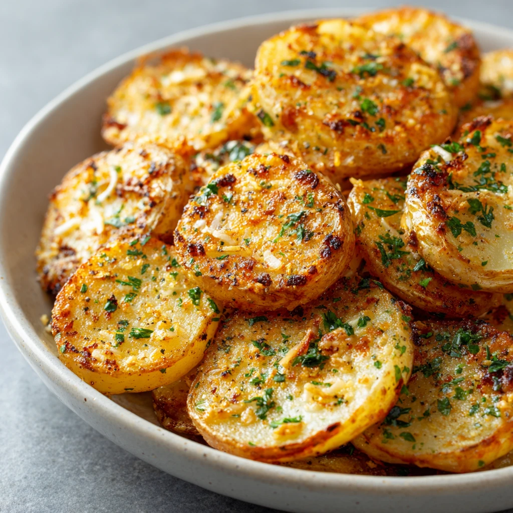 Quick Crispy Garlic Butter Potato Rounds