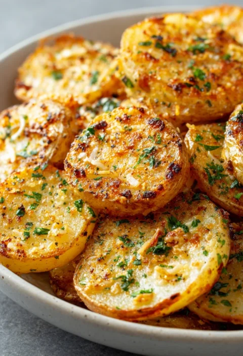 Crispy Garlic Butter Potato Rounds