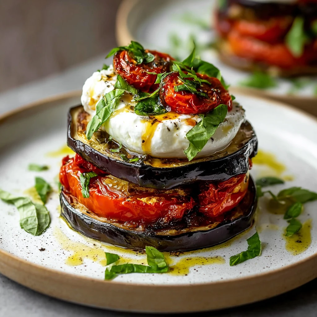Roasted Eggplant Stack with Burrata