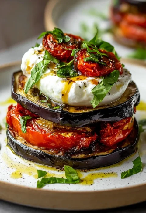 Roasted Eggplant Stack Burrata
