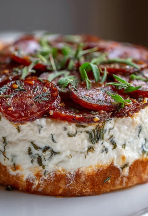 Savory Salami Olive Dip Layered Whipped Cream Cheese