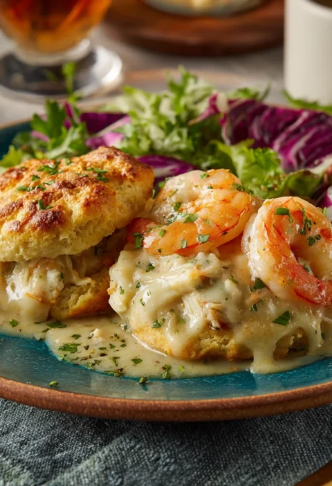 Savory Shrimp Crab Biscuit Melts