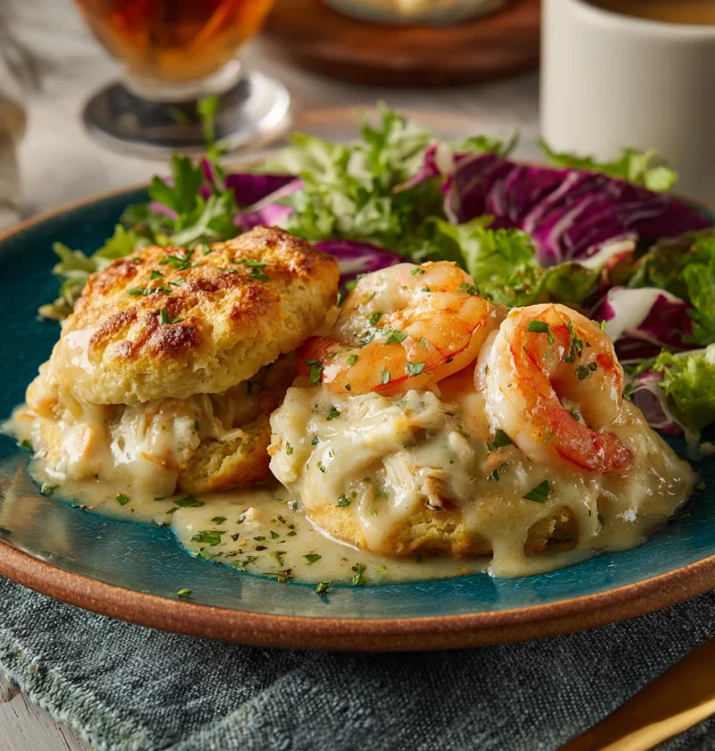 Savory Shrimp Crab Biscuit Melts