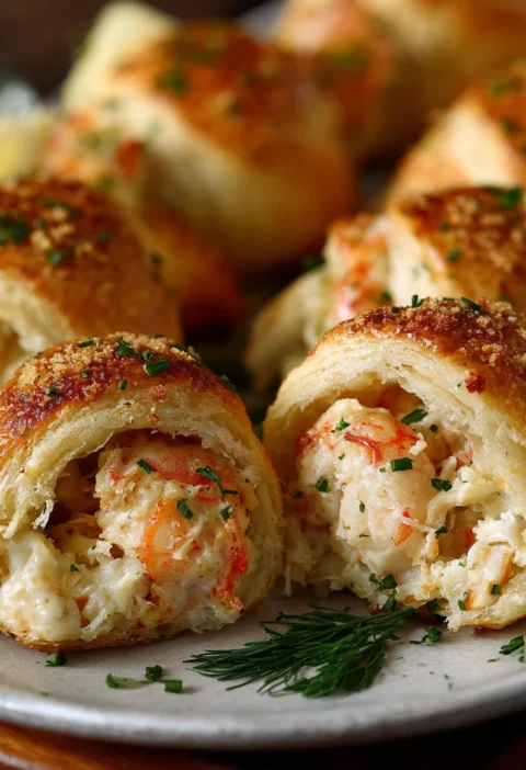 Shrimp Crab Stuffed Crescent Bombs Seafood Party Appetizers