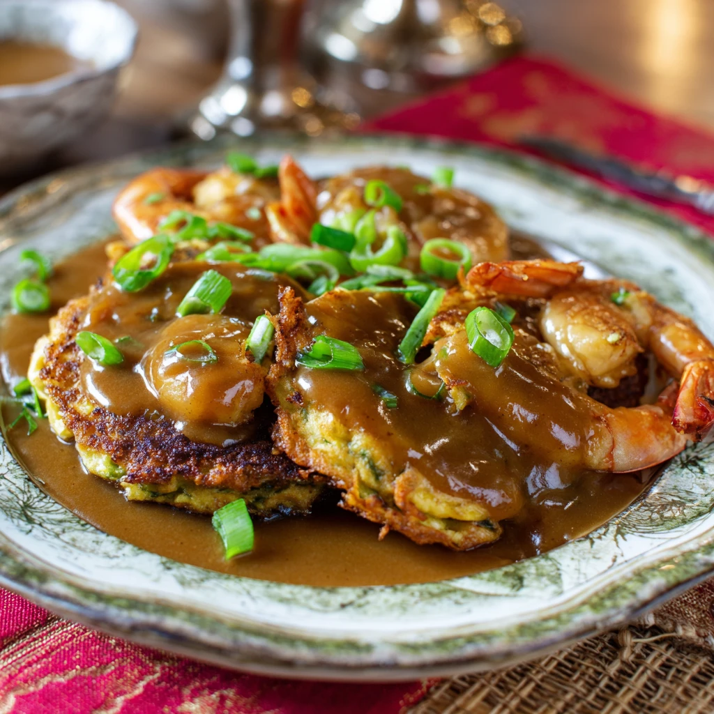 Shrimp Egg Foo Young With Savory Velvety Gravy