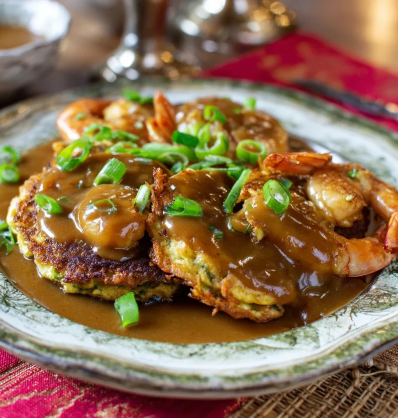 Shrimp Egg Foo Young Savory Velvety Gravy