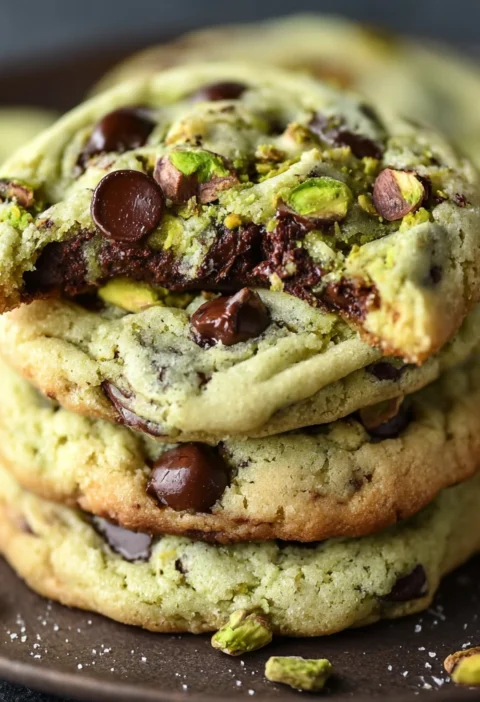 Soft Gooey Pistachio Cream Chocolate Chip Cookies Dream