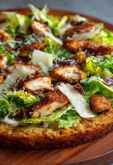 Viral Chicken Crust Caesar Salad Pizza Youll Fall