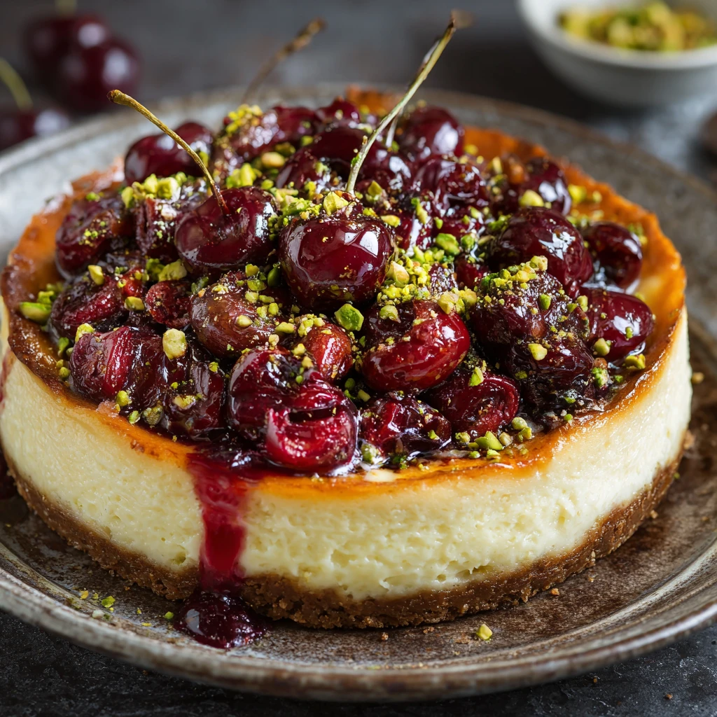 Cherry & Pistachio Cheesecake