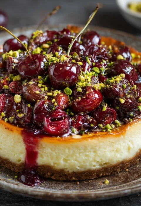 Cherry Pistachio Cheesecake