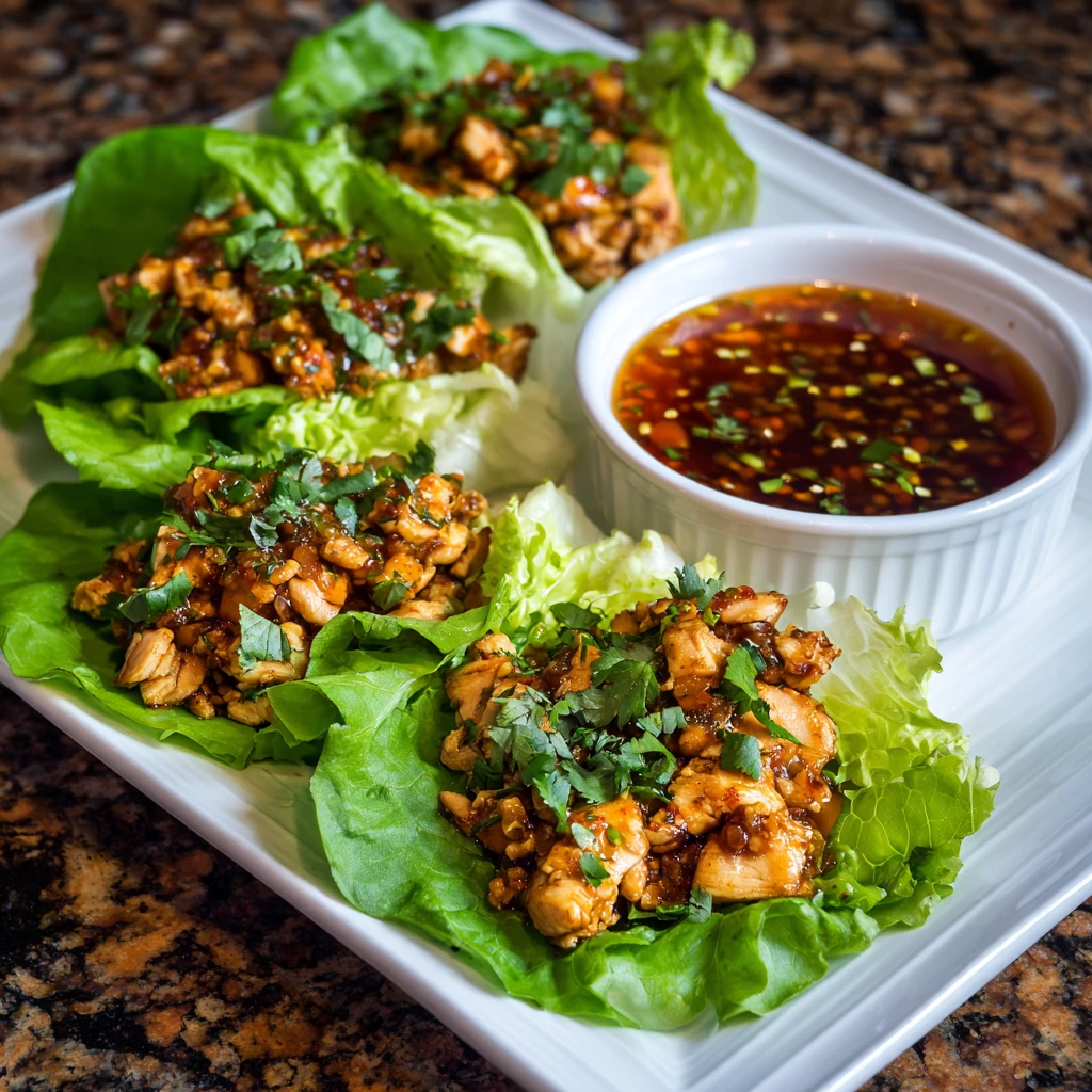 Chicken Lettuce Wraps with Thai Chili Sauce