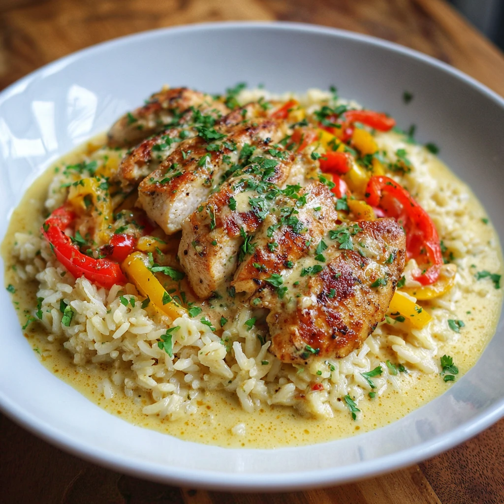Creamy Chicken with Bell Peppers & Rice