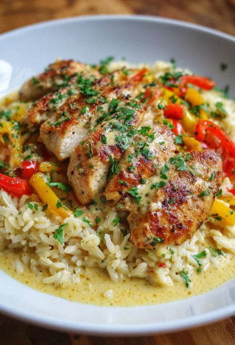Creamy Chicken Bell Peppers Rice