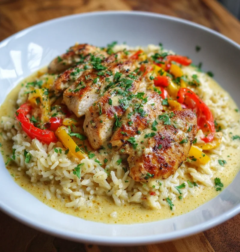 Creamy Chicken Bell Peppers Rice