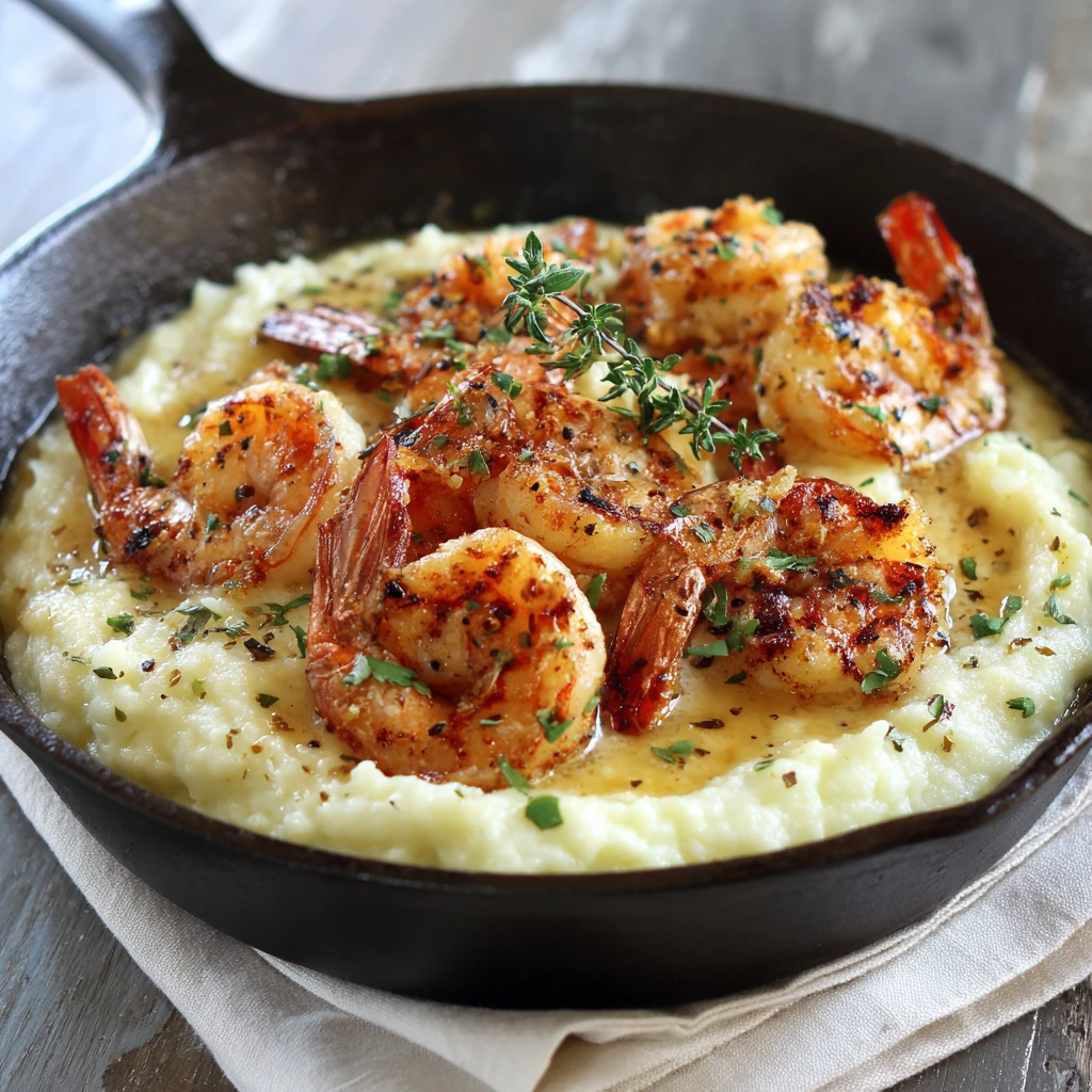 Creamy Garlic Butter Shrimp With Mashed Potatoes