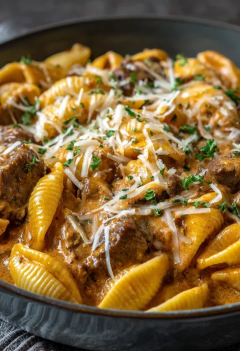 Creamy Steak Shells Dish