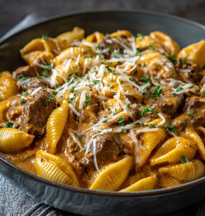 Creamy Steak Shells Dish