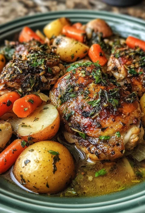 Crockpot Garlic Herb Chicken Veggies
