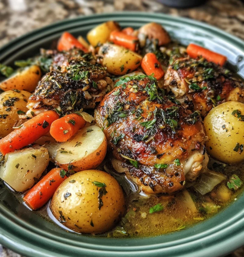 Crockpot Garlic Herb Chicken Veggies