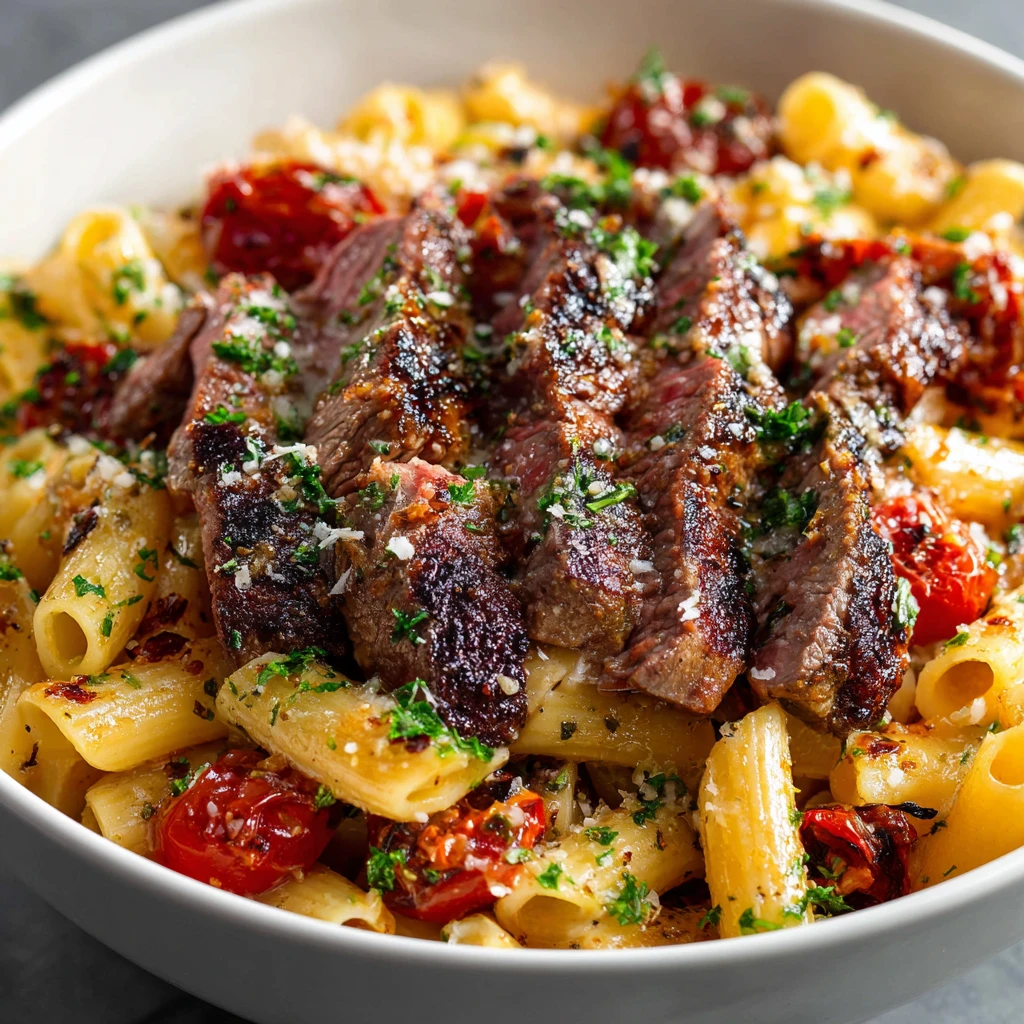 Garlic Parmesan Steak Pasta Elegance