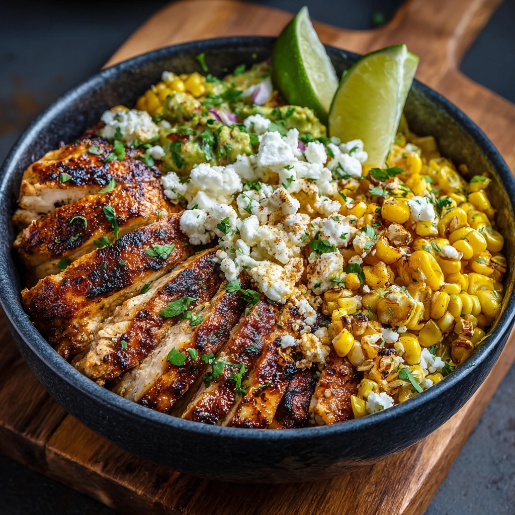 High Protein Street Corn Chicken Bowl