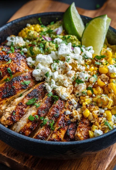 High Protein Street Corn Chicken Bowl