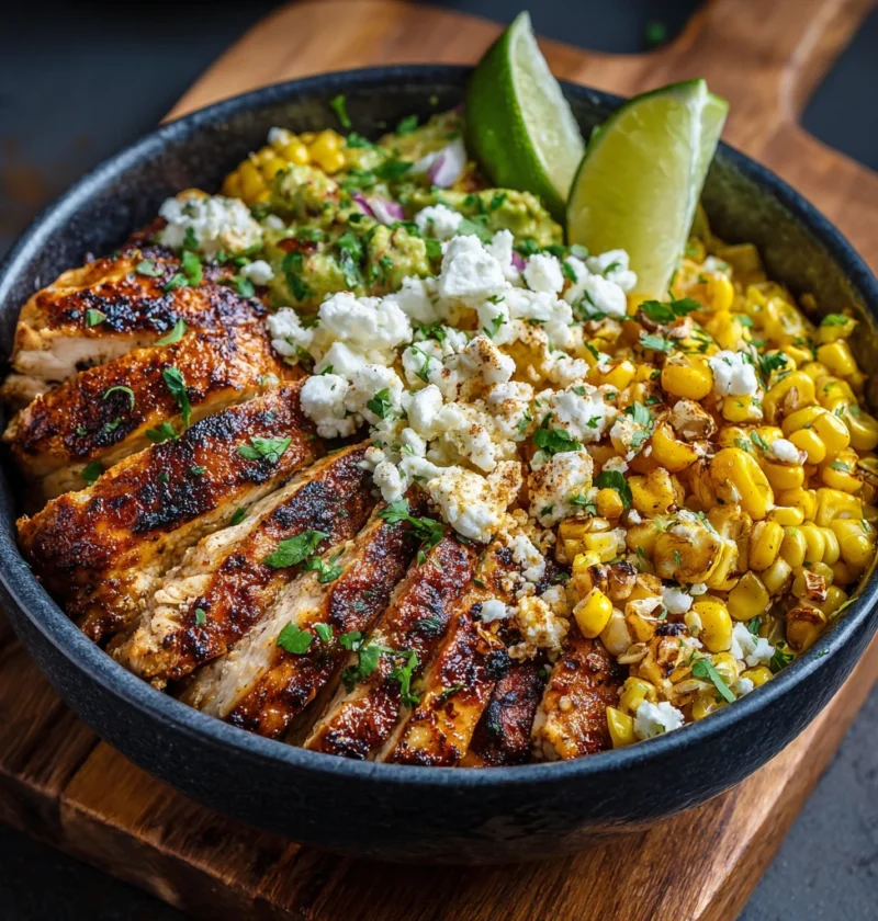 High Protein Street Corn Chicken Bowl