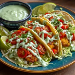 Homemade Baja Fish Tacos with Avocado Sauce