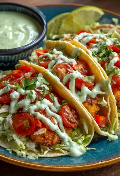 Homemade Baja Fish Tacos Avocado Sauce