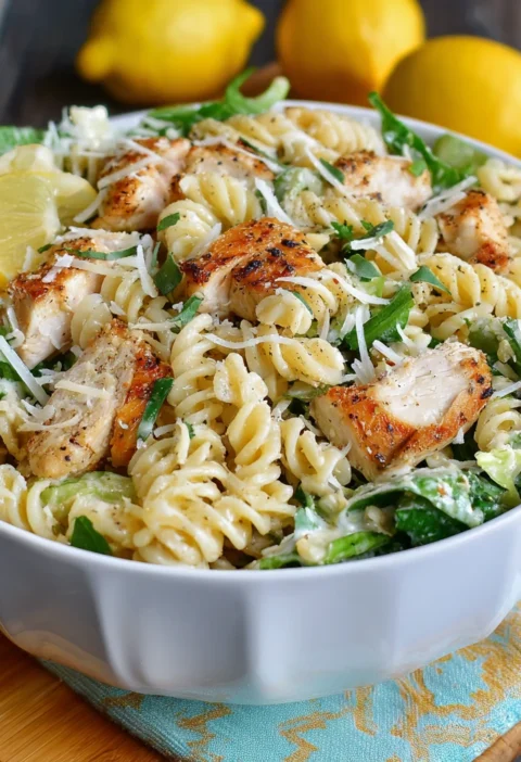 Lemon Parmesan Chicken Pasta Salad