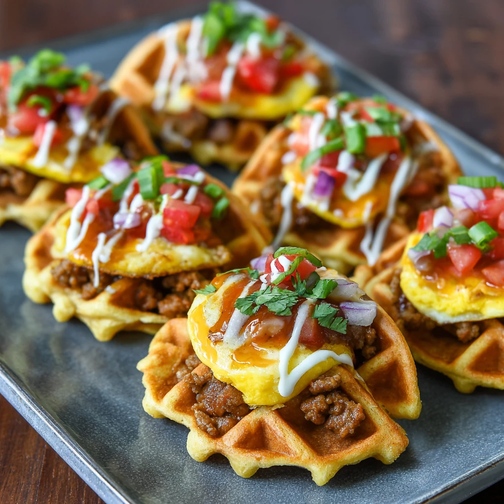 Mini Sausage & Egg Waffle Tacos