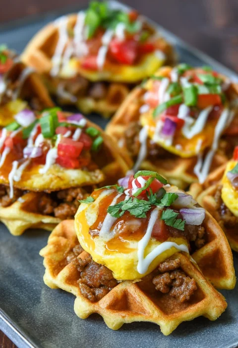 Mini Sausage Egg Waffle Tacos